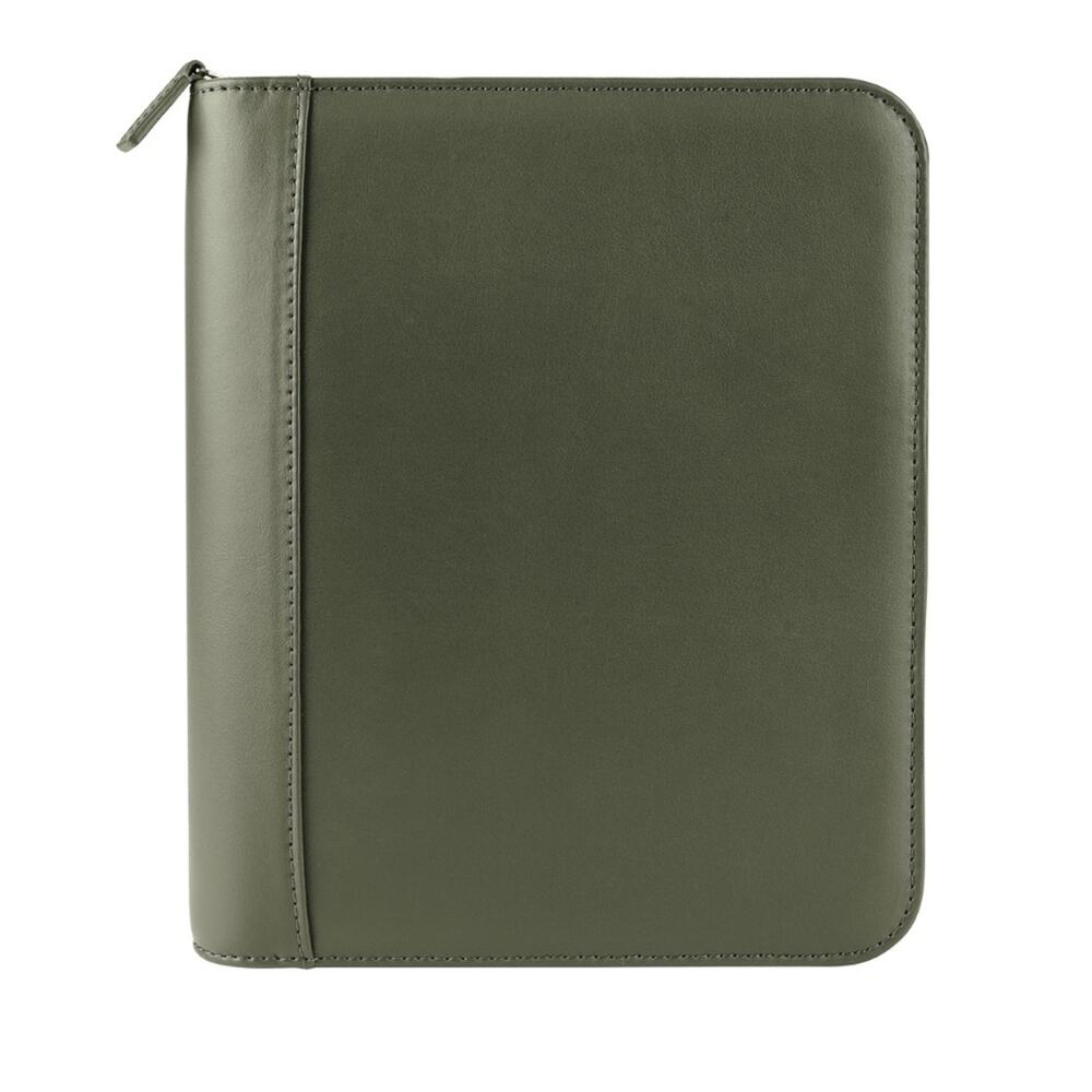 Franklin Covey FC Signature Leather Zipper Olive Binder